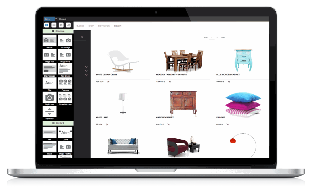 Odoo text and image block