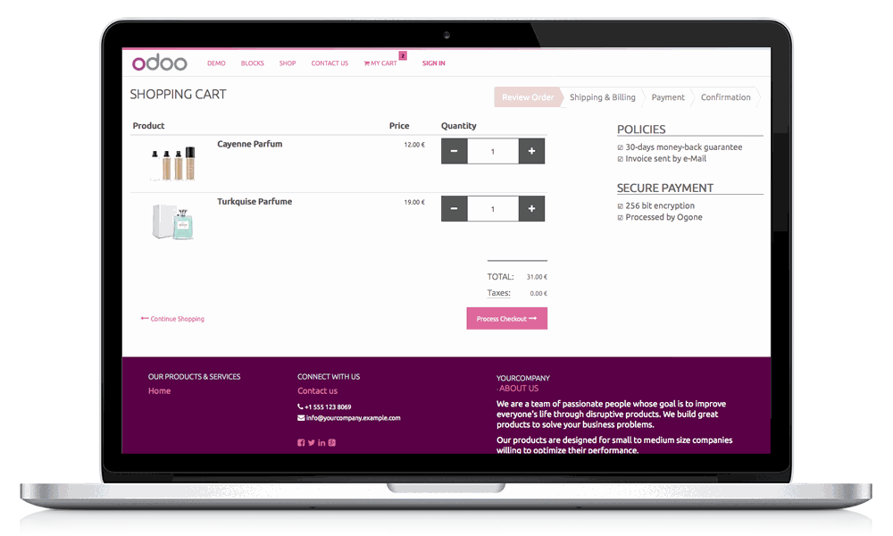 Odoo image and text block