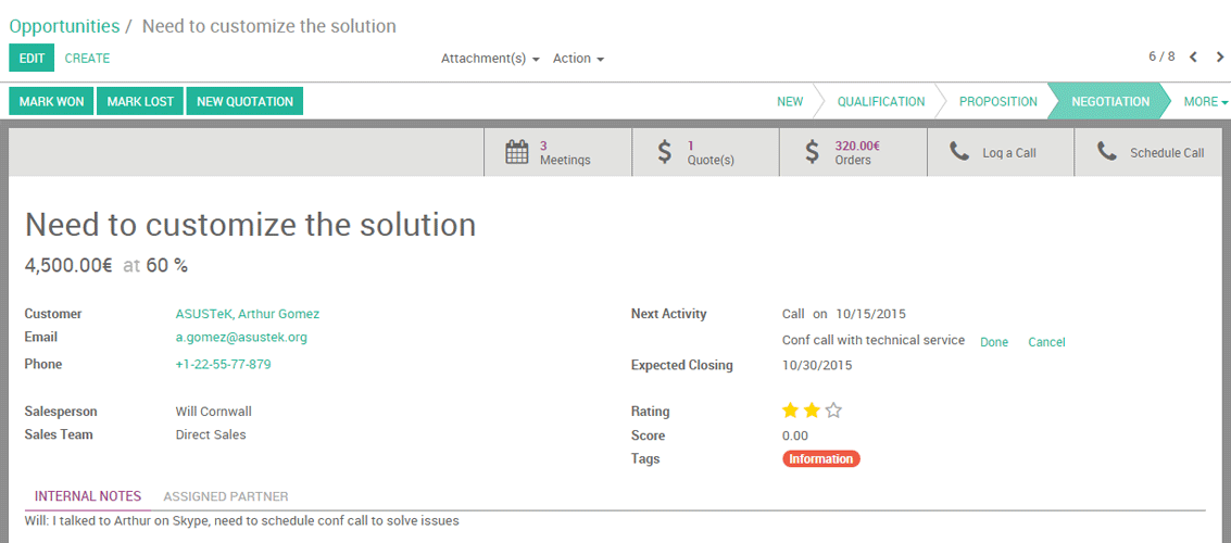 Odoo - Sample 1 for three columns