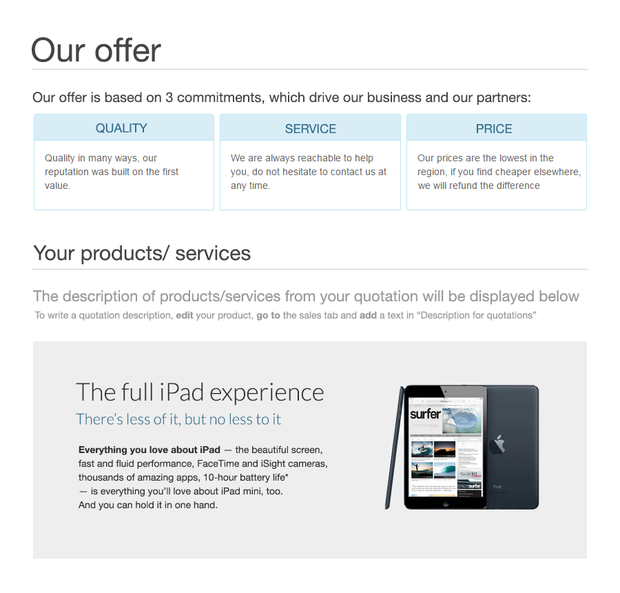 Odoo image and text block